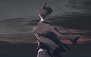 Anime Boys, Simple Background, Looking Into the Distance Wallpaper