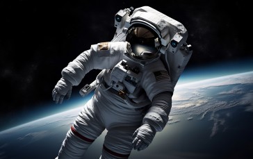 AI Art, Space, Astronaut, Earth Wallpaper