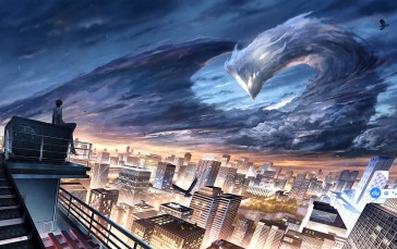 Dragon Raja, Ricardo·M·Lu, Anime Boys, Clouds Wallpaper