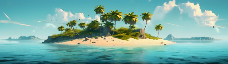 AI Art, Tropical, Island, Water, Sand Wallpaper