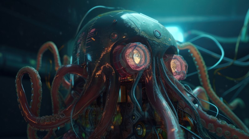 AI Art, Science Fiction, Octopus, Creature Wallpaper