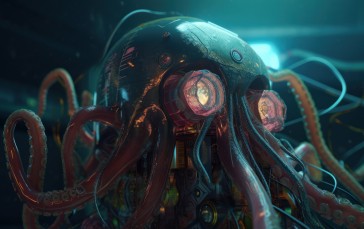 AI Art, Science Fiction, Octopus, Creature Wallpaper