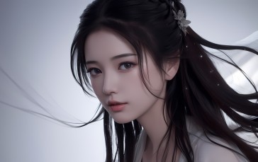 Women, Asian, Long Hair, Uchi AI Art Wallpaper