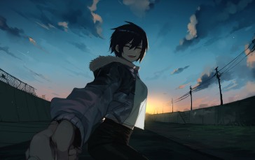 Ratatatat74, Anime Girls, Sunrise, Road Wallpaper