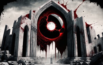 Cathedral, AI Art, Blood, Stairs Wallpaper