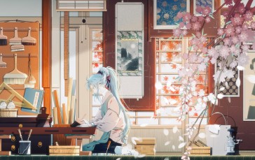 Hatsune Miku, Anime, Anime Girls, Vocaloid, Long Hair, Branch Wallpaper