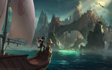 Comic Art, Digital Art, Water, Pirate Ship Wallpaper
