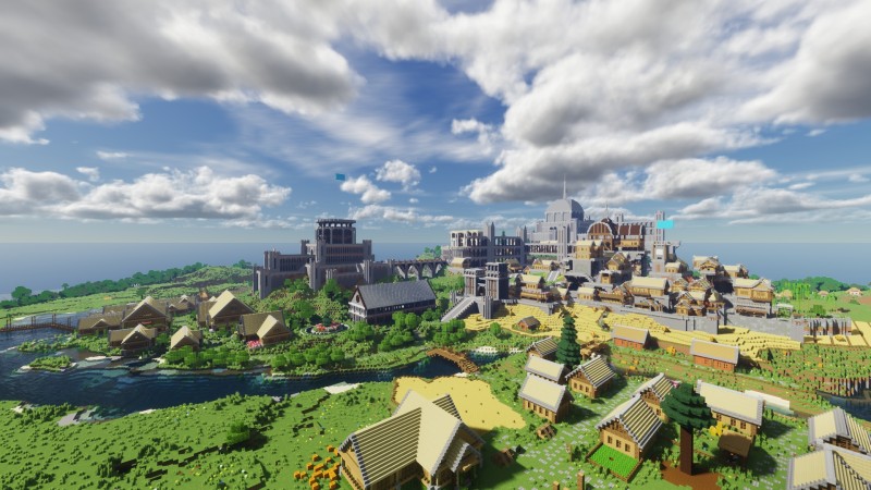 Minecraft, Building, Video Games, CGI Wallpaper