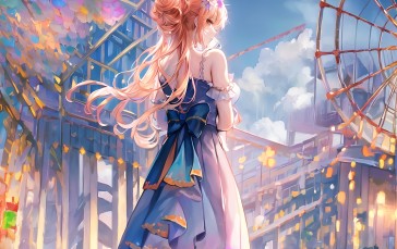 Anime, Anime Girls, AI Art, Flower in Hair, Hairbun Wallpaper