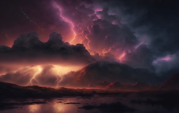 AI Art, Clouds, Lightning, Storm Wallpaper