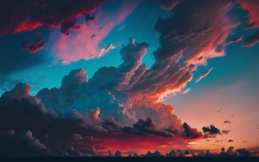 AI Art, Illustration, Colorful, Clouds Wallpaper