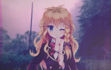 Animeirl, Curly Hair, Braids, Forest, Letter, Anime Girls Wallpaper