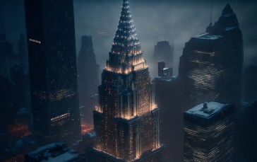 AI Art, Winter, Snow, City, Christmas, New York City Wallpaper