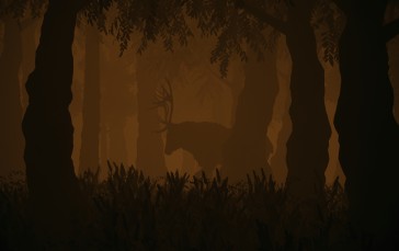 Deer, Silhouette, Digital Art, Nature Wallpaper