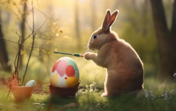 AI Art, Rabbits, Easter, Eggs Wallpaper