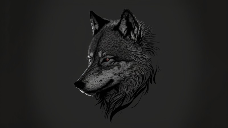 Wolf, AI Art, Digital Art, Simple Background, Animals Wallpaper
