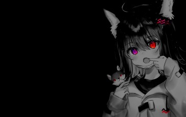 Selective Coloring, Anime Girls, Simple Background, Black Background Wallpaper