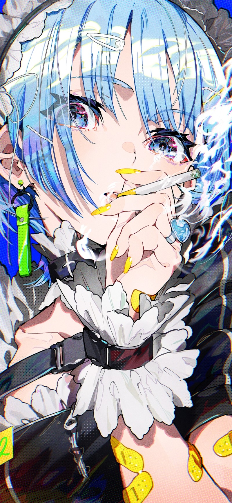 Anime, Anime Girls, Portrait Display, Cigarettes, Smoking, Blue Hair Wallpaper