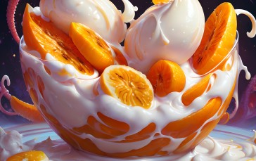AI Art, Fruit, Cream, Orange (fruit), Ice Cream Wallpaper