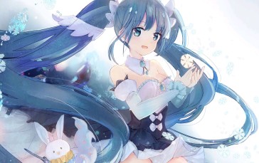 Hatsune Miku, Anime Girls, Twintails, Snowflakes Wallpaper