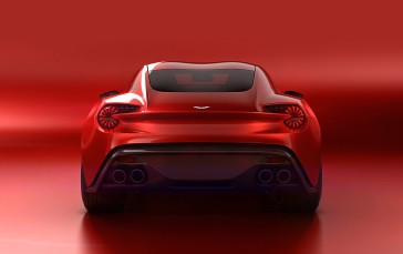 Aston Martin Vanquish Zagato, Sports Car, Rear View, Studio, Red Cars Wallpaper