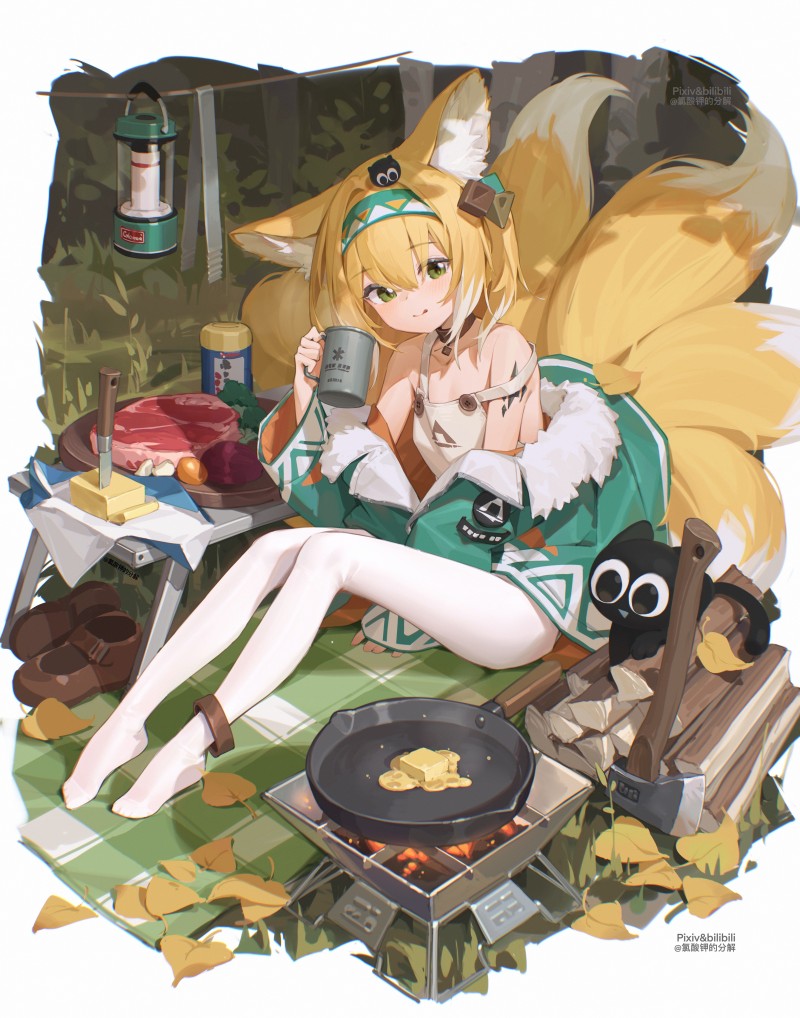Arknights, Anime Girls, Fox Ears, Fox Tail, Food, Suzuran (Arknights) Wallpaper