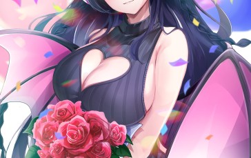 Anime, Anime Girls, Succubus, Cleavage, Flowers, Confetti Wallpaper