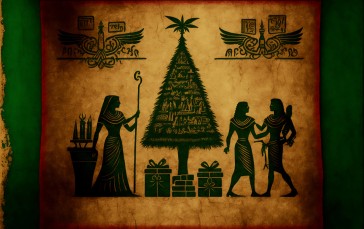 AI Art, Christmas, Christmas Tree, Egyptian Wallpaper