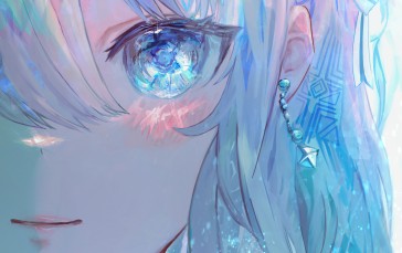 Anime, Anime Girls, Portrait Display, Face, Blue Hair Wallpaper