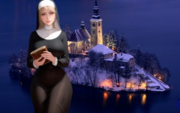 Nuns, Nun Outfit, Water, Night Wallpaper