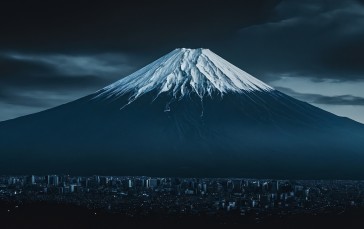 AI Art, Mount Fuji, Landscape, Digital Art, Snowy Peak Wallpaper