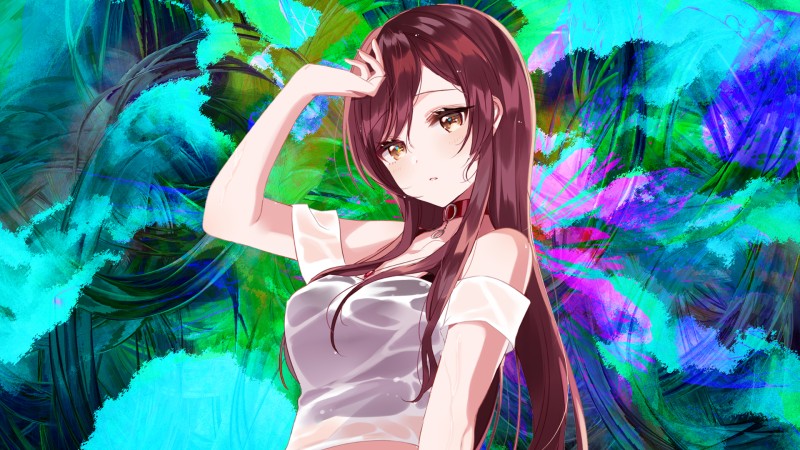 Anime Girls, Creative Coding, Simple Background, Choker Wallpaper