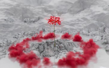 Spider Lilies, Smoke, Red, 3D Abstract Wallpaper