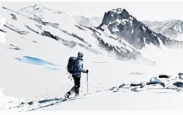 AI Art, Snow, Winter, Illustration, Watercolor Style Wallpaper