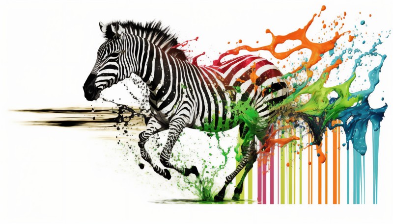 AI Art, Zebras, Colorful, Splashes Wallpaper