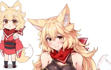Anime Girls, Fox Girl, Loli, Blonde, Simple Background, Fox Ears Wallpaper