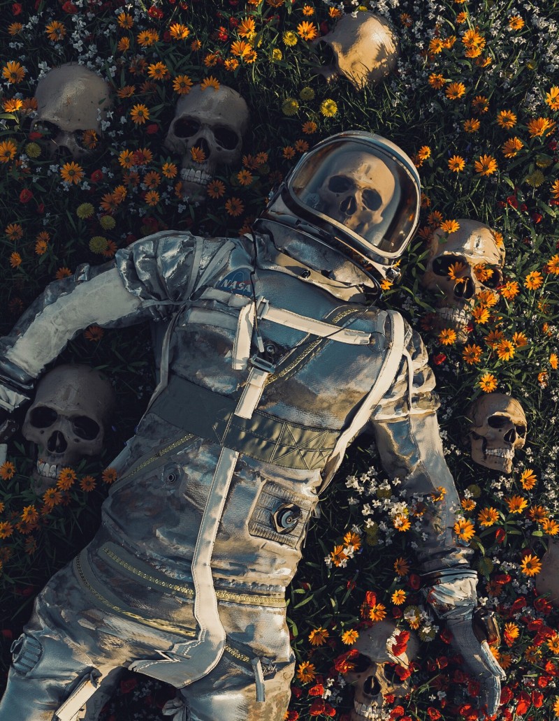 Digital Art, Artwork, Illustration, Astronaut, Skull Wallpaper