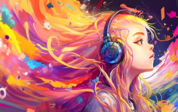 Illustration, Colorful, Long Hair, AI Art Wallpaper