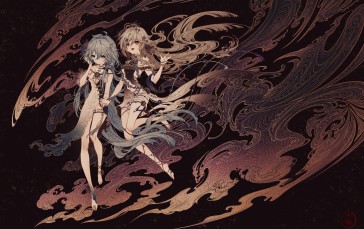 Seele Vollerei, Honaki Impact, Anime Girls, Crossover Wallpaper
