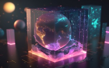 AI Art, Hologram, Science Fiction, Planet Wallpaper