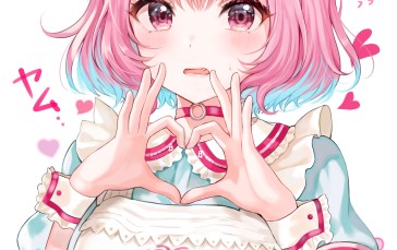 Anime Girls, Pink Hair, Portrait Display, Nurses, Nurse Outfit, Heart Hands Wallpaper