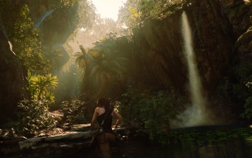 Shadow of the Tomb Raider, Lara Croft (Tomb Raider), Forest, Waterfall, Girls with Bows Wallpaper