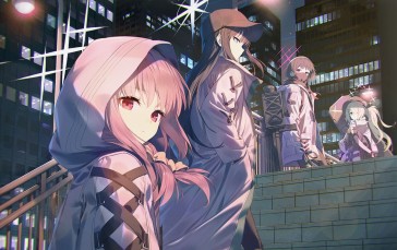 Anime, Anime Girls, Stairs, Night Wallpaper