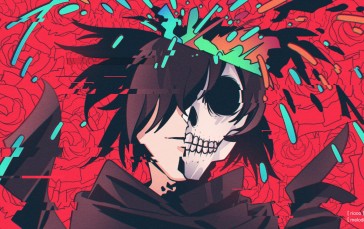 Hyakkimaru, Skull, Rose, Flowers, Anime Boys, Hair in Face Wallpaper