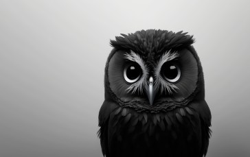 Owl, AI Art, Simple Background, Monochrome Wallpaper