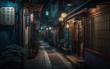 AI Art, Tokyo, Night, Street Light Wallpaper
