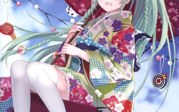 Shoelace, Socks, White Stockings, Anime Girls, Kimono Wallpaper