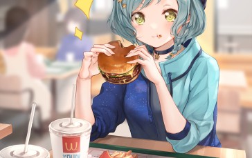Anime, Anime Girls, Portrait Display, Burgers Wallpaper