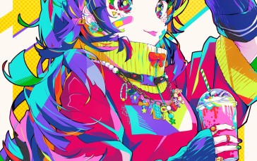 Anime Girls, Colorful, Portrait Display, Band-Aid Wallpaper