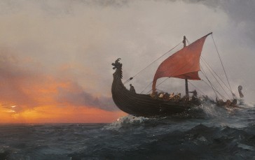 Artwork, Digital Art, Vikings, Boat, Sea Wallpaper